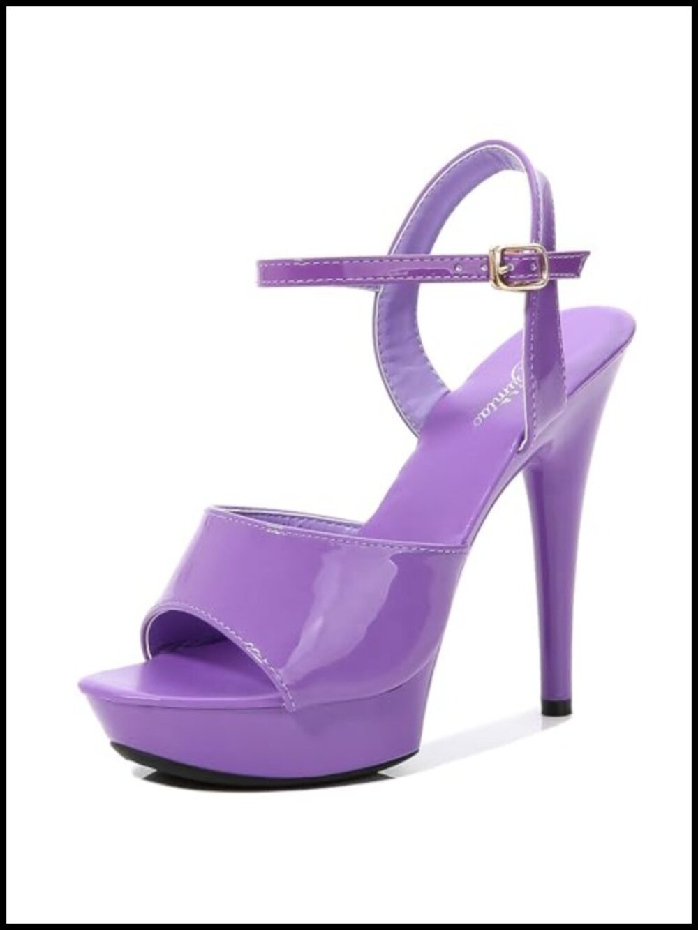 Patent Platform Ultra High Heels Peep Toe Ankle Strap Slingback Stiletto Pumps